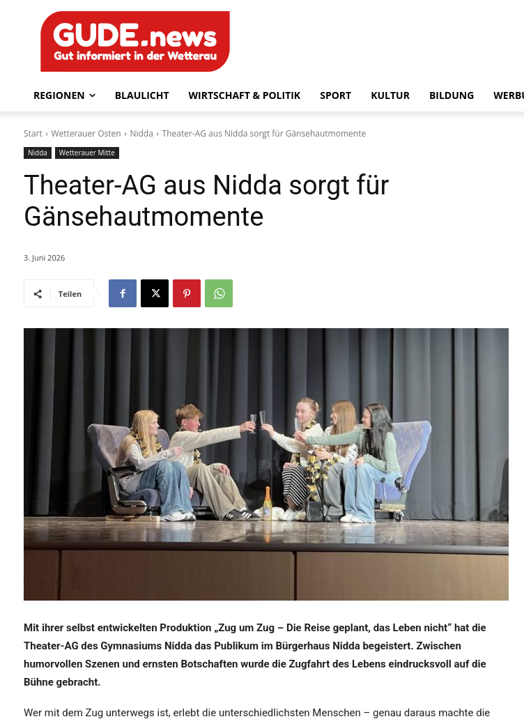 Theater-AG aus Nidda sorgt für Gänsehautmomente - Gude.news vom 03.06.2026